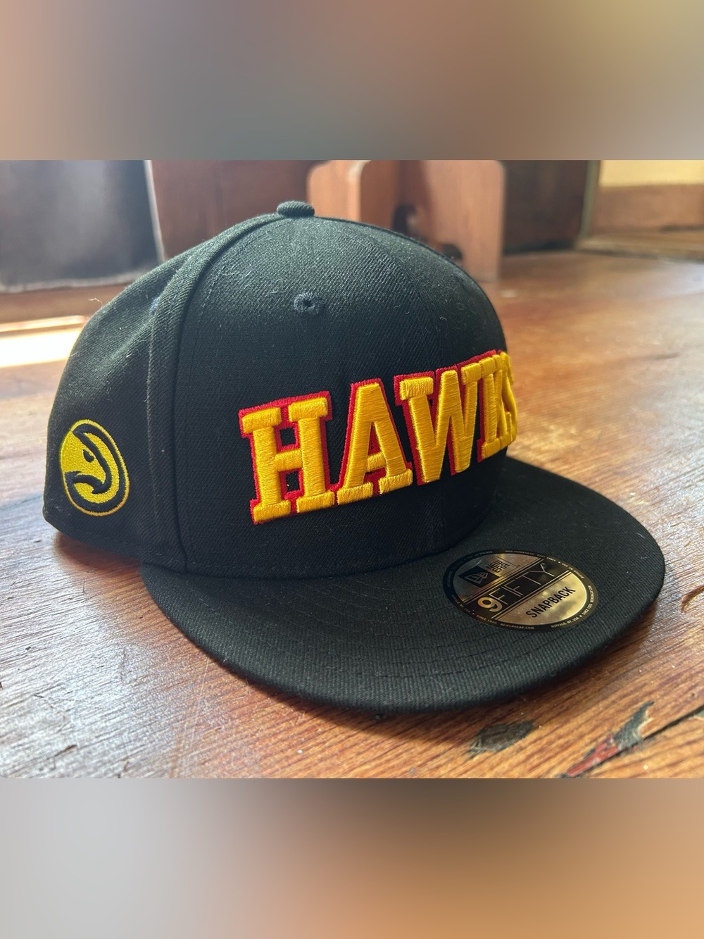 New Era Black Hawks Embroidered Yellow & Red Snapback